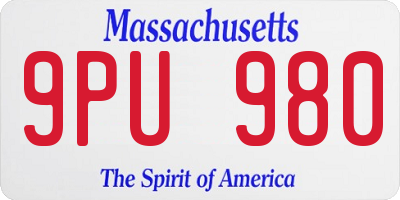 MA license plate 9PU980
