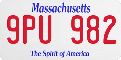 MA license plate 9PU982