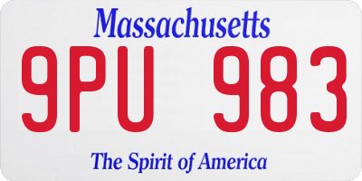 MA license plate 9PU983