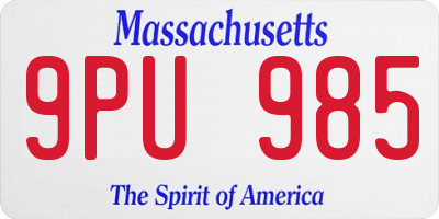MA license plate 9PU985