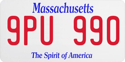 MA license plate 9PU990