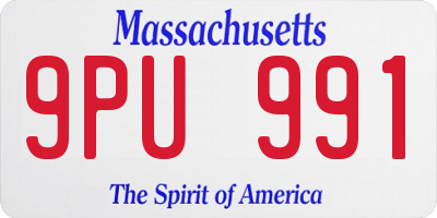MA license plate 9PU991