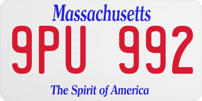 MA license plate 9PU992