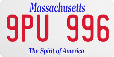 MA license plate 9PU996