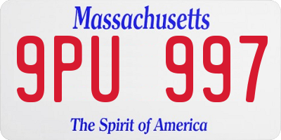 MA license plate 9PU997