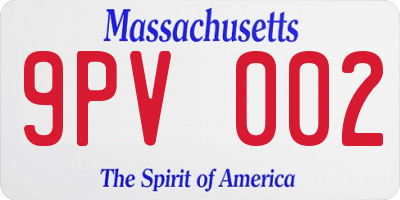 MA license plate 9PV002