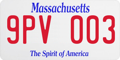 MA license plate 9PV003
