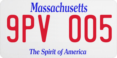 MA license plate 9PV005