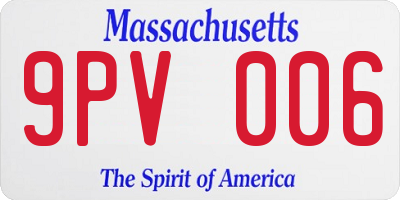 MA license plate 9PV006