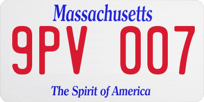 MA license plate 9PV007
