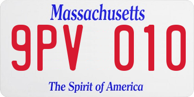 MA license plate 9PV010