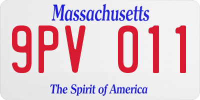 MA license plate 9PV011