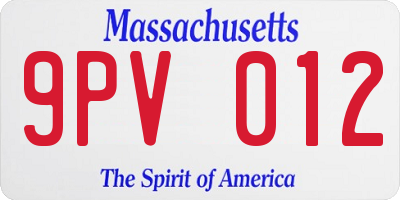 MA license plate 9PV012