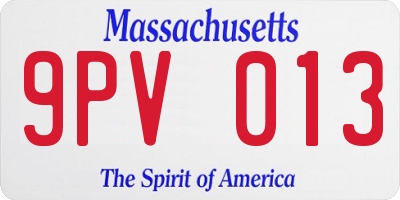 MA license plate 9PV013