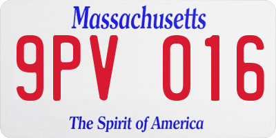 MA license plate 9PV016