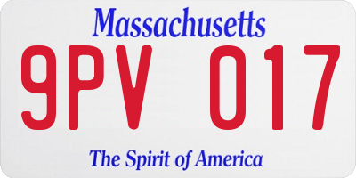 MA license plate 9PV017