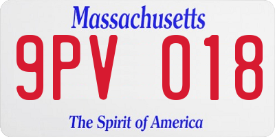 MA license plate 9PV018