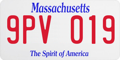 MA license plate 9PV019