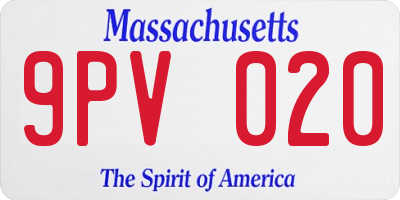 MA license plate 9PV020