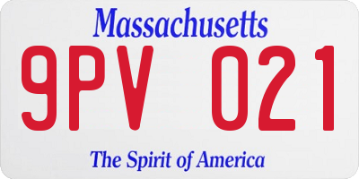 MA license plate 9PV021