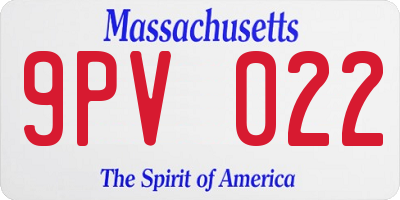 MA license plate 9PV022