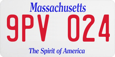 MA license plate 9PV024