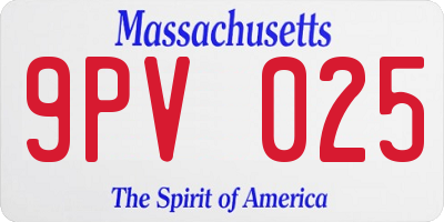 MA license plate 9PV025
