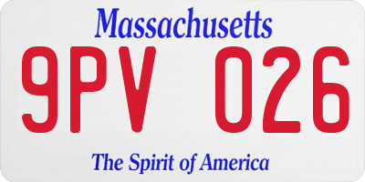 MA license plate 9PV026