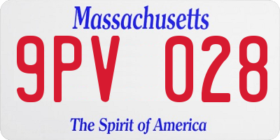 MA license plate 9PV028