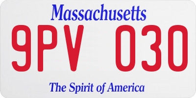 MA license plate 9PV030