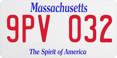 MA license plate 9PV032