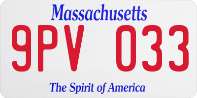 MA license plate 9PV033