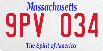 MA license plate 9PV034