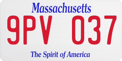 MA license plate 9PV037