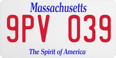MA license plate 9PV039