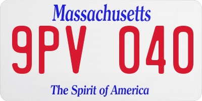 MA license plate 9PV040