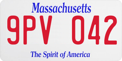 MA license plate 9PV042