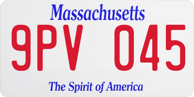 MA license plate 9PV045