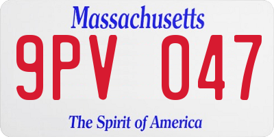 MA license plate 9PV047