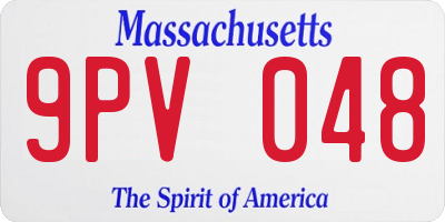 MA license plate 9PV048