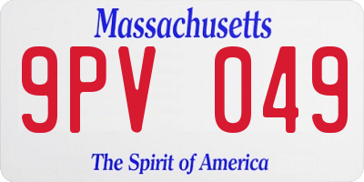 MA license plate 9PV049