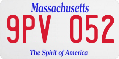 MA license plate 9PV052