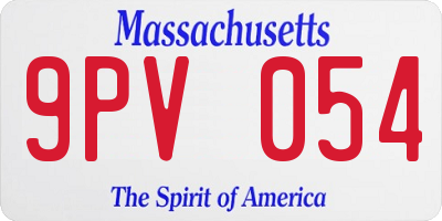 MA license plate 9PV054