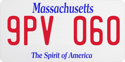 MA license plate 9PV060
