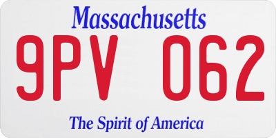 MA license plate 9PV062