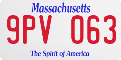 MA license plate 9PV063