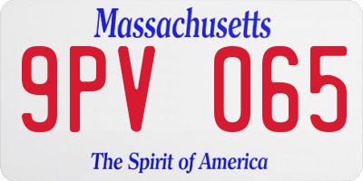 MA license plate 9PV065