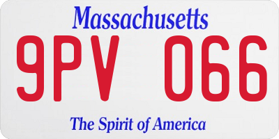 MA license plate 9PV066