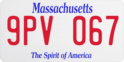 MA license plate 9PV067