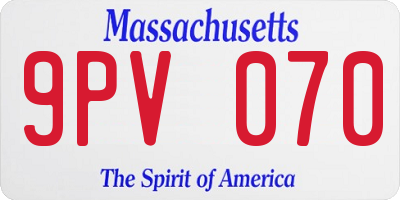 MA license plate 9PV070